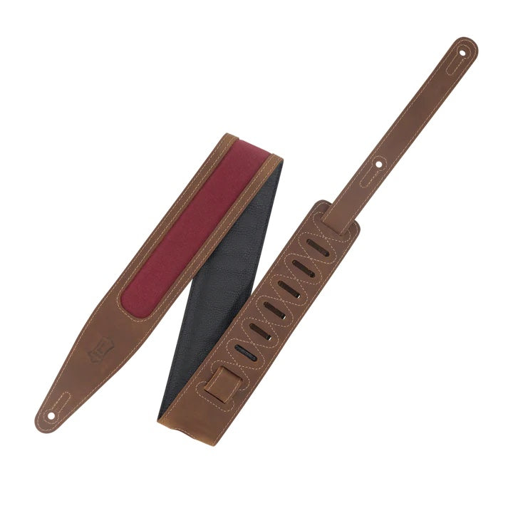 Levy's Voyager Pro Leather Guitar Strap - Brown/Burgundy