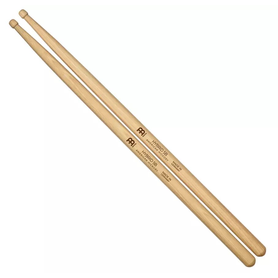Meinl SB107 Hybrid 5B Drumstick, Hickory, Medium-Light, Hybrid tip, Pair