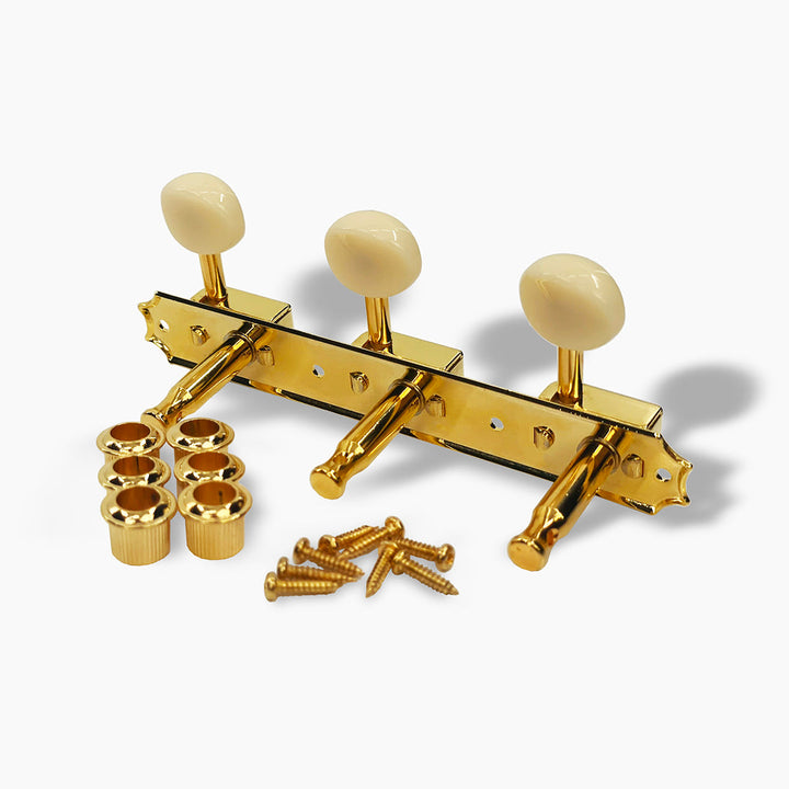 Allparts TK-7112-002 True Tune Vintage Style Strip Tuners, 3x3, Gold