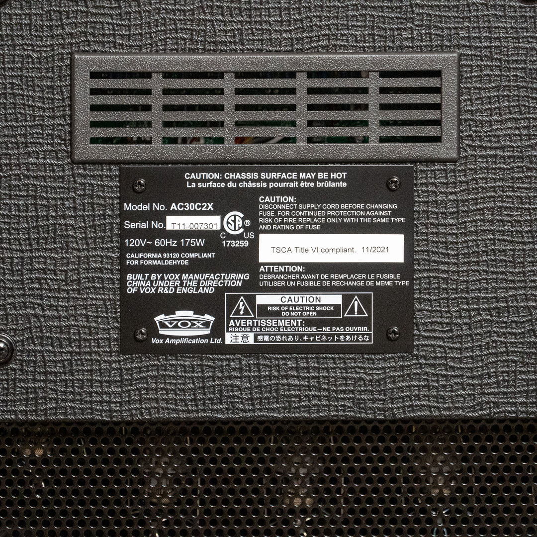 Vox AC30C2X 30-Watt Dual 12” Celestion Alnico Blue Guitar Combo Amp (Open Box)