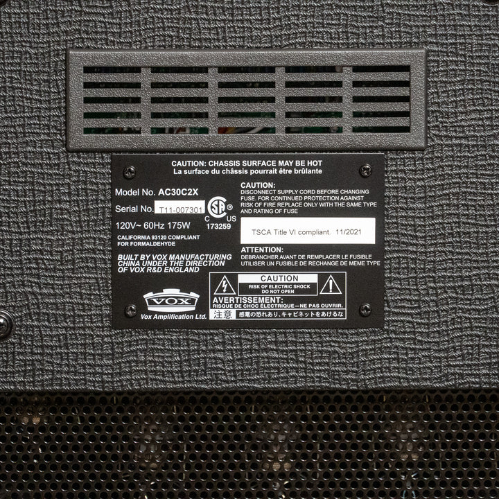 Vox AC30C2X 30-Watt Dual 12” Celestion Alnico Blue Guitar Combo Amp (Open Box)