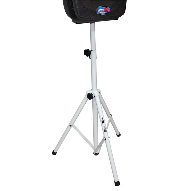 ProX T-SS28P Cloud Series White 4-7' Adjustable Height Heavy Duty All Metal Speaker Tripod Stand Set w/ Carry Case