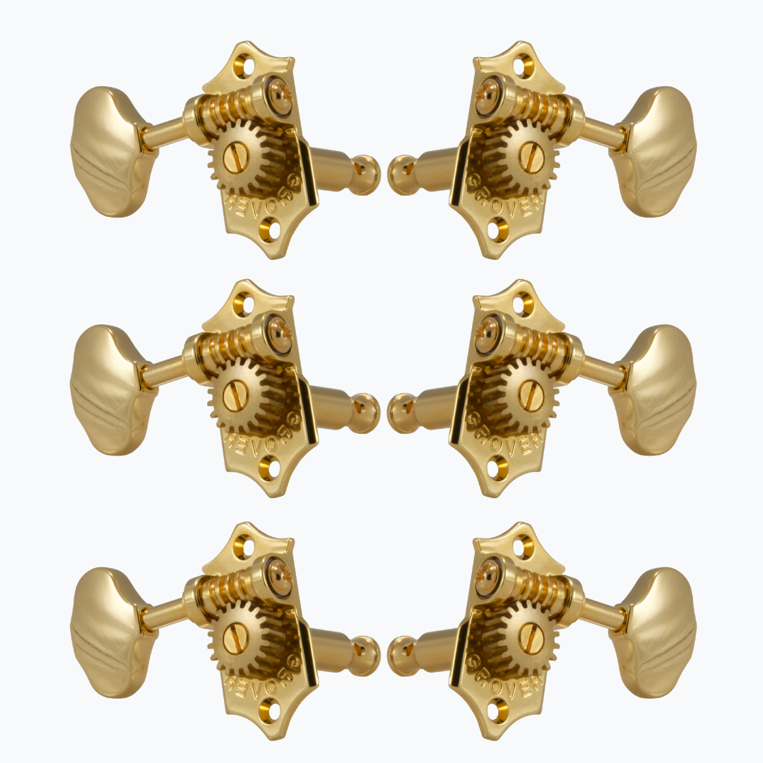 Allparts TK-7918 Grover® V97-18NA 3x3 Sta-Tite Keys with Scalloped Buttons Gold