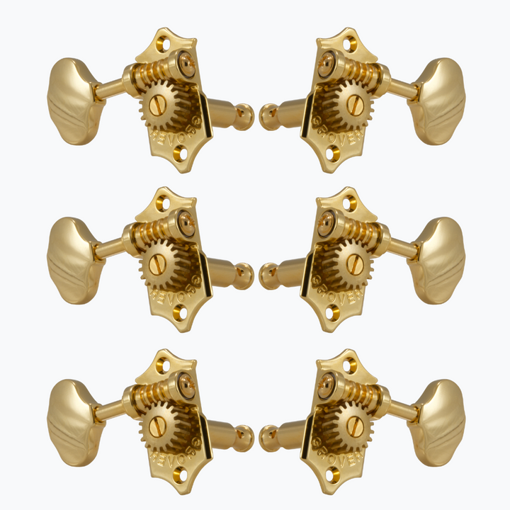 Allparts TK-7918 Grover® V97-18NA 3x3 Sta-Tite Keys with Scalloped Buttons Gold
