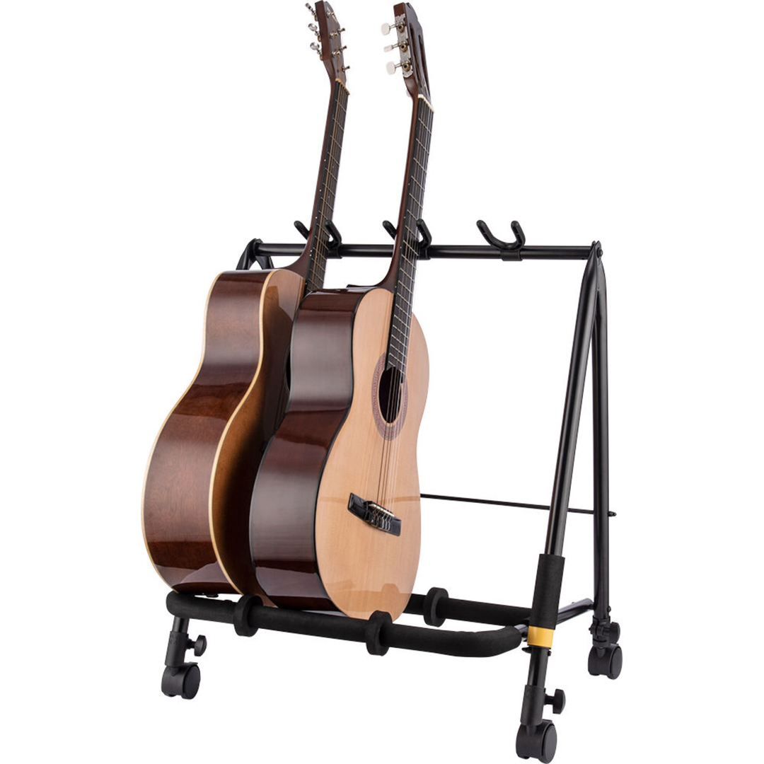 Hercules GS523BPLUS 3 Piece Multiple Guitar Stand with Casters (Black)
