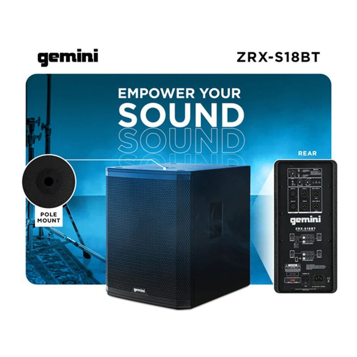 Gemini ZRX-S18BT Professional 18" Subwoofer w/ Bluetooth®
