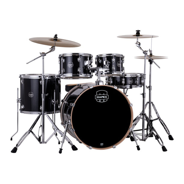 Mapex Venus 5-Piece Drum Kit (22,10,12,16,SD) with Hardware and Cymbals - Black Galaxy Sparkle