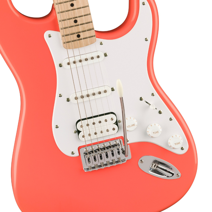 Squier Sonic Stratocaster  HSS, Maple Fingerboard, White Pickguard - Tahitian Coral