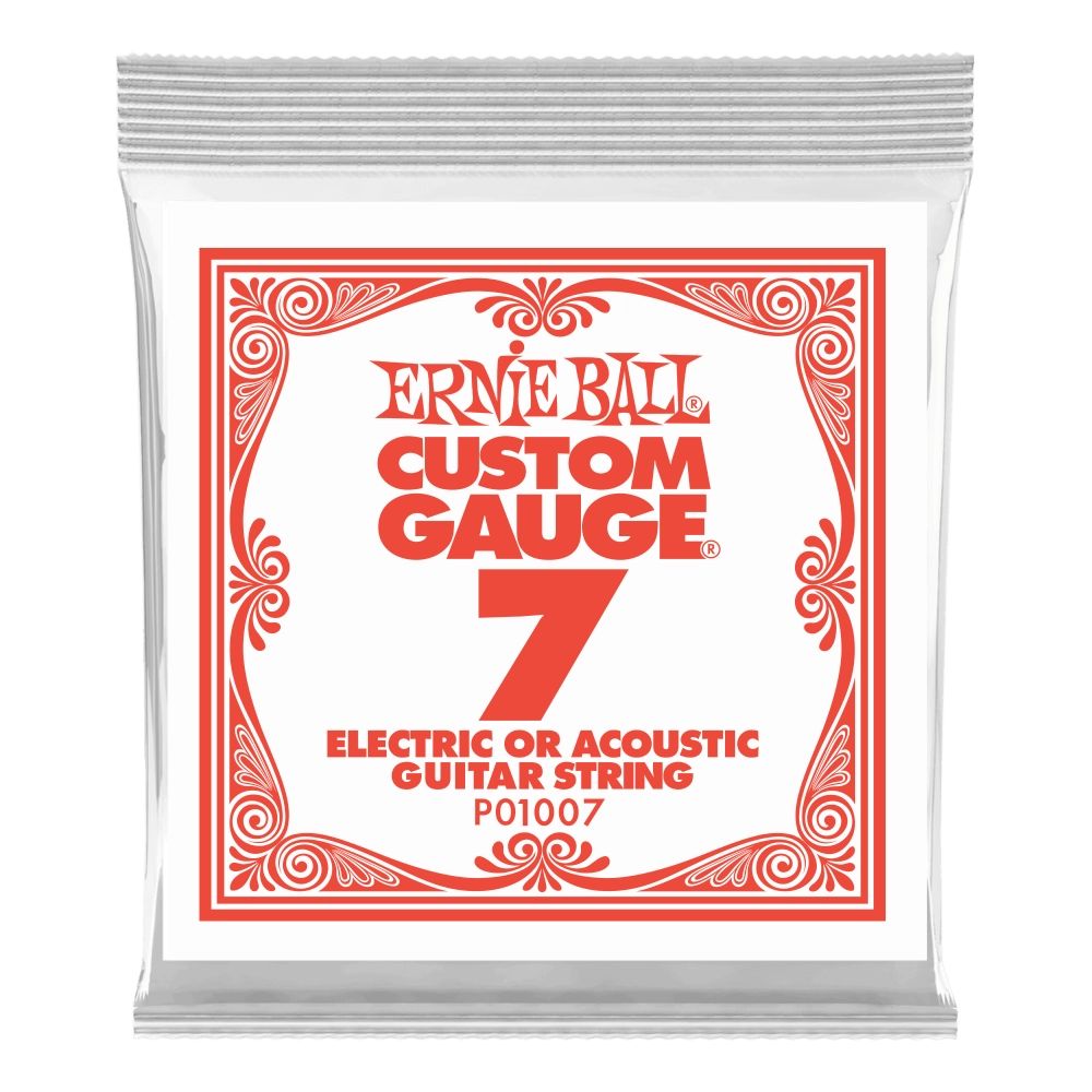 Ernie Ball Single Plain Steel Electric or Acoustic Guitar String - .007