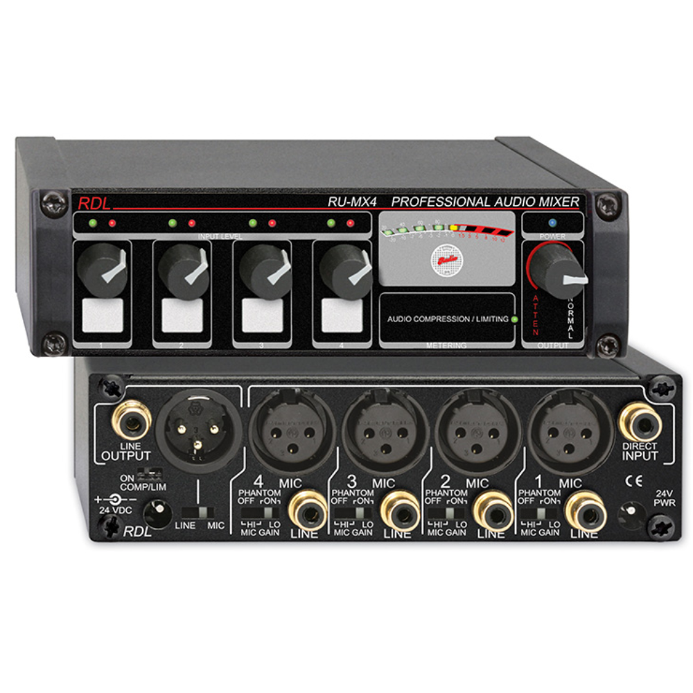 RDL RU-MX4 4-Channel Microphone/Line Mixer