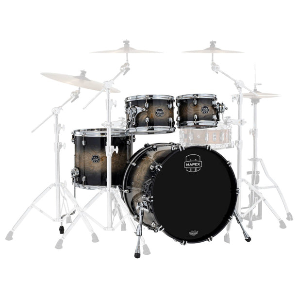 Mapex Saturn VI 4-Piece Shell Pack (22,10,12,16) - Black Ink Burst