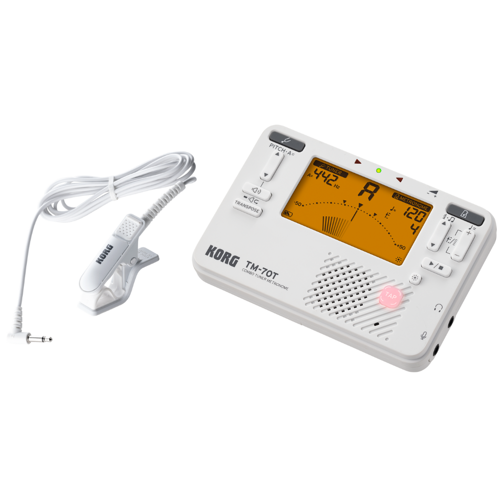 Korg TM70CWH Tuner Metronome with Contact Mic - White