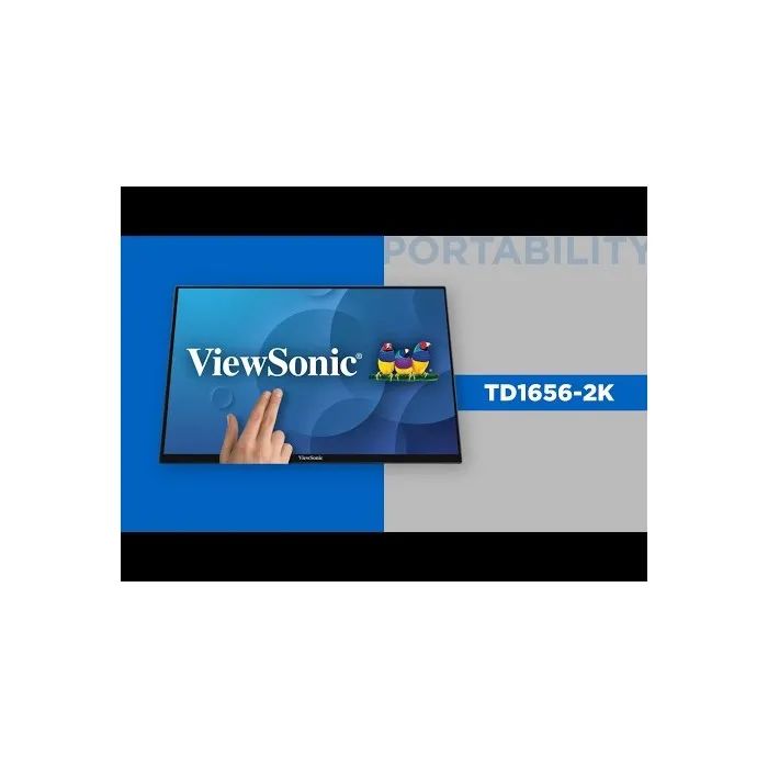 Viewsonic TD1656-2K 16" Portable IPS Touch Monitor  WQXGA 2560x1600, USB-C 65W, Smart Cover