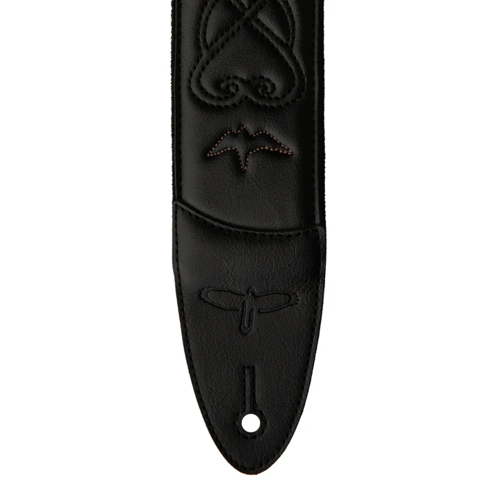 PRS 2.4" Padded Guitar Strap w/RAS, Custom Leather (Faux) Birds - Black