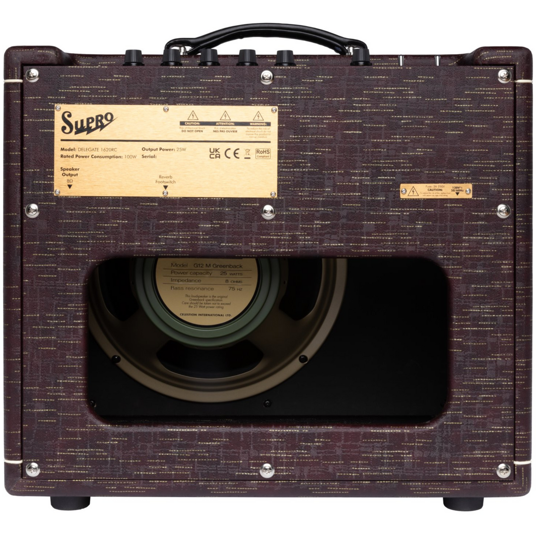 Supro 1620RCBUR Delegate Custom 1 x 12-inch 25-watt Tube Combo Amplifier - Burgundy