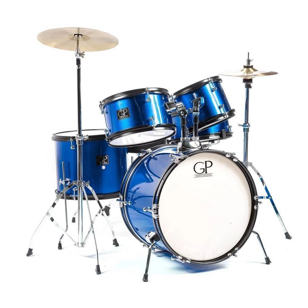 Granite Percussion Junior 5-Piece Drum Kit (16,8,10,12,SD) with Cymbals and Hardware - Blue