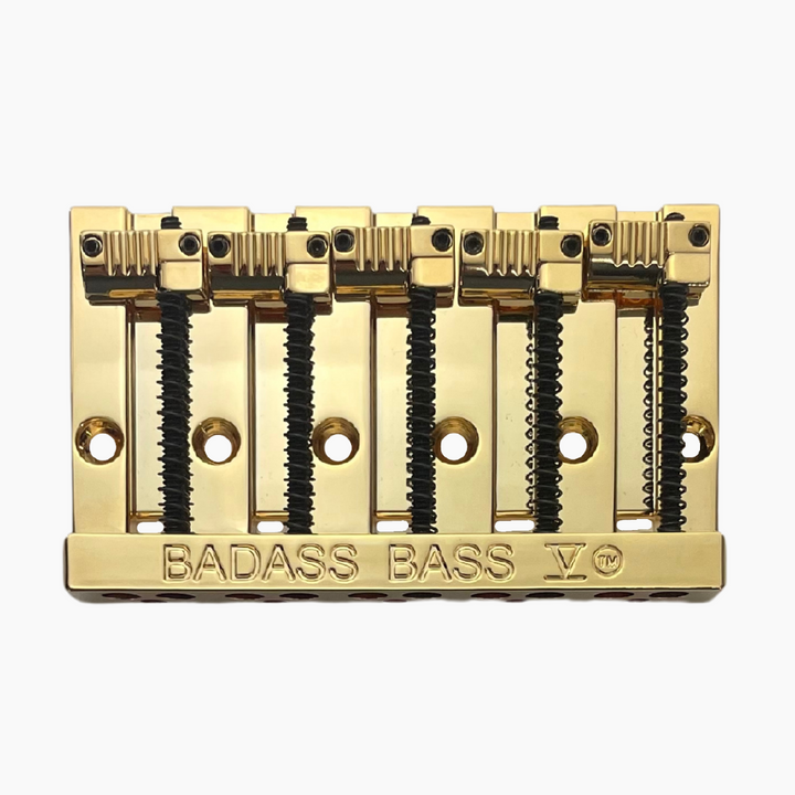 Allparts BB-3345-002 - Leo Quan® Badass V™ 5-String Bass Bridge - Grooved Saddles, Gold