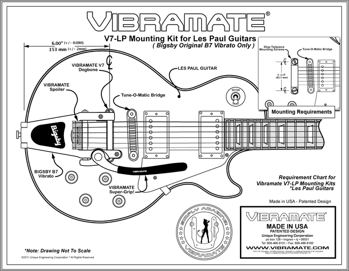 Allparts TP-3770 Vibramate® V7 for Bigsby® and Gibson® Les Paul® Aluminum