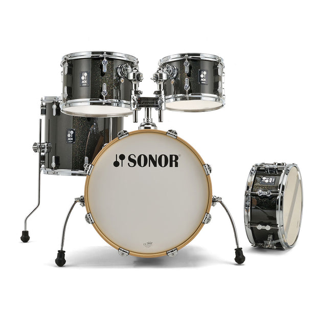 Sonor AQX Kids 5-Piece Drum Set (18" B.D., 10"& 12" Toms, 14" FT, 14" S.D, & 5-pc 1000 Hardware) - Black Midnight Sparkle