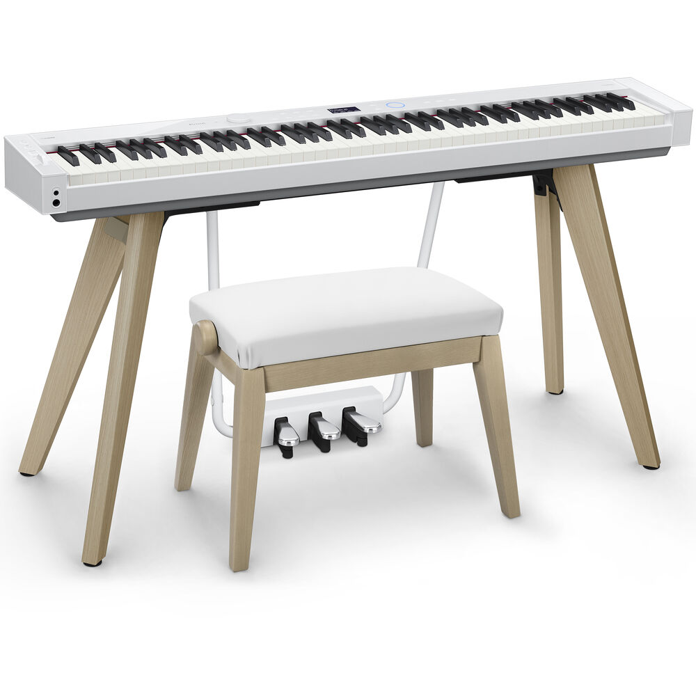 Casio Privia PX-S7000WE-BG 88-Key Digital Piano w/ Stand & Pedals - White + Bundle w/ BG50 Piano Bench