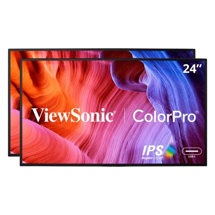 Viewsonic VP2468A_H2 24" Dual Pack ColorPro IPS Monitor  Full HD, USB-C, 65W, Daisy Chain