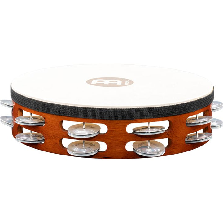 Meinl Percussion 10" Traditional Goatskin Wood Tambourine Dual row Antique Brown Aluminum jingles