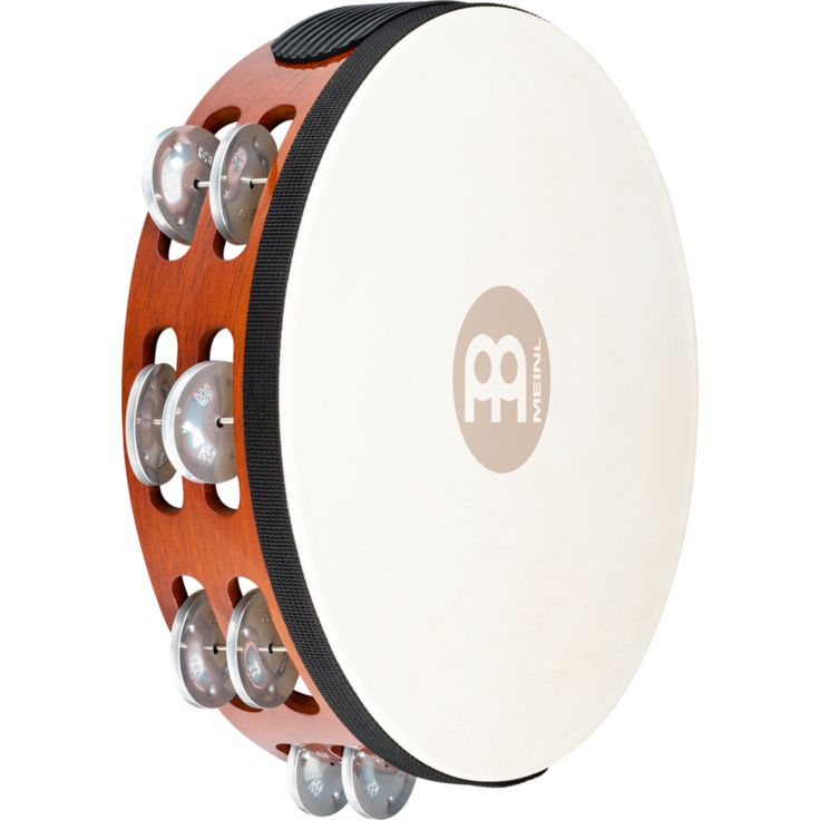 Meinl Percussion 10" Traditional Goatskin Wood Tambourine Dual row Antique Brown Aluminum jingles