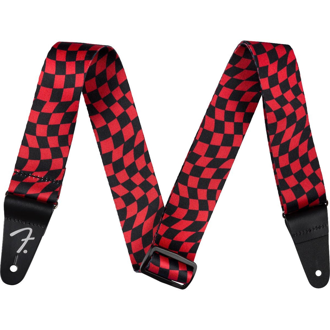 Fender  Wavy Checkerboard Polyester Strap - Red