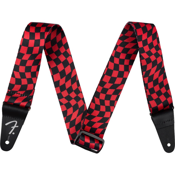 Fender  Wavy Checkerboard Polyester Strap - Red