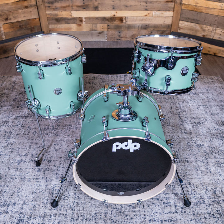 PDP Concept Maple Finish Ply CM Bop Kit Shell Pack w/ Chrome Hardware (14x18 w/ BDM, 8x12, 14x14FT) - Satin Seafoam