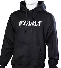 Tama TAMH01L- Tama Printed Logo Black Pullover Hooded Sweatshirt (L)