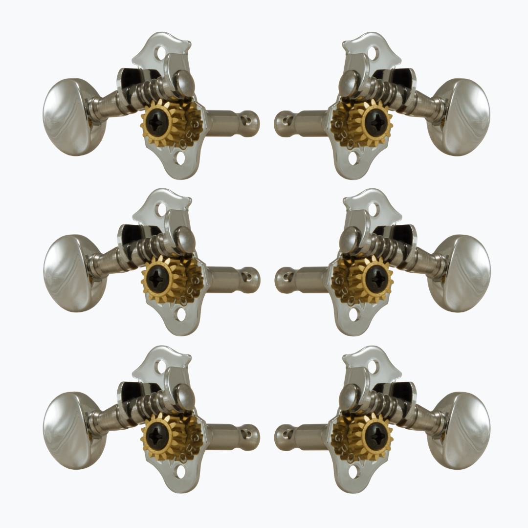 Allparts TK-7908-B01 Grover 3x3 Sta-Tite Nickel Keys - 10 Sets of 6 Tuners Bulk Packed (Includes Bushings & Screws)