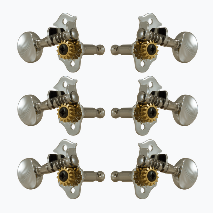 Allparts TK-7908-B01 Grover 3x3 Sta-Tite Nickel Keys - 10 Sets of 6 Tuners Bulk Packed (Includes Bushings & Screws)