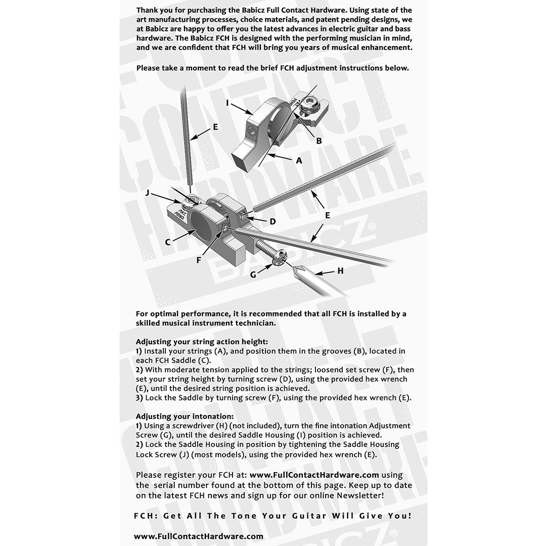 Allparts GB-3559-010 - Babicz Full Contact Babicz FCH Z Series 3 Hole Mount Hard Tail