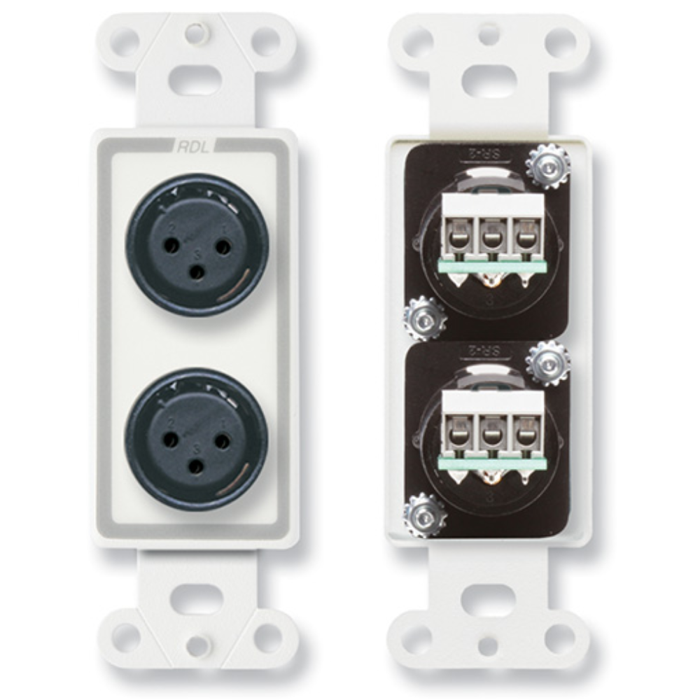 RDL D-XLR2F Decora Wall Plate w/ Dual XLR 3-Pin Female Jacks