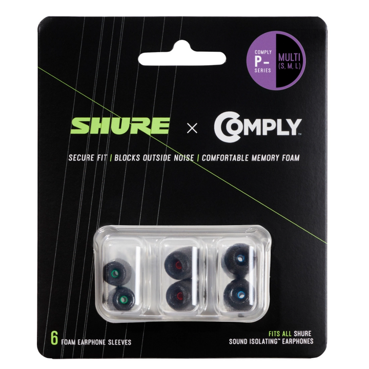 Shure EACYPF-6KIT P-Series Sleeves (1S/1M & 1L) for Shure Earphones - Black