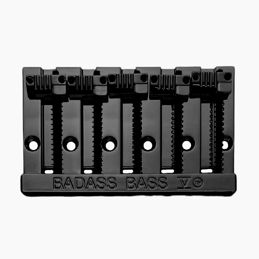 Allparts BB-3345-003 - Leo Quan® Badass V™ 5-String Bass Bridge - Grooved Saddles, Black