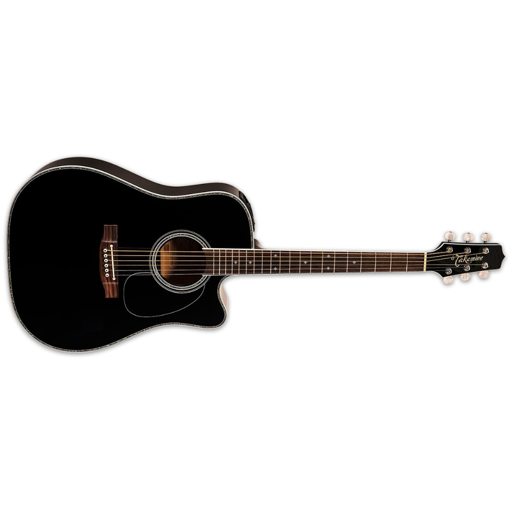 Takamine EF341DX Dreadnought Cutaway - Gloss Black Finish  - CT4BII preamp RH Acoustic Electric Guitar - SH200A  Semi-hard Case