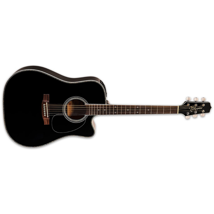 Takamine EF341DX Dreadnought Cutaway - Gloss Black Finish  - CT4BII preamp RH Acoustic Electric Guitar - SH200A  Semi-hard Case