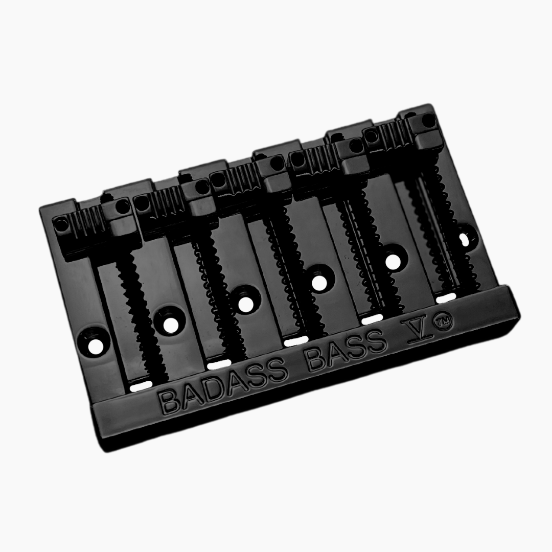 Allparts BB-3345-003 - Leo Quan® Badass V™ 5-String Bass Bridge - Grooved Saddles, Black