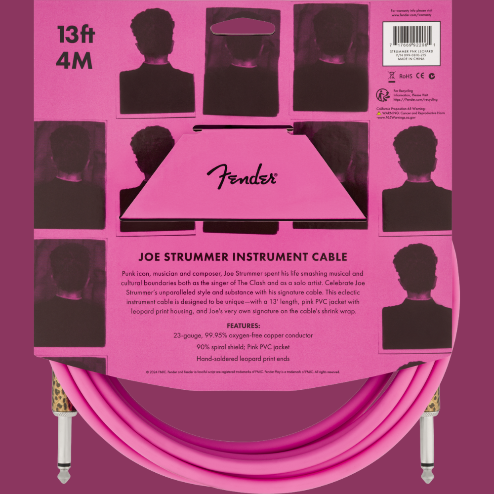 Fender  Joe Strummer 13' Instrument Cable - Pink Leopard