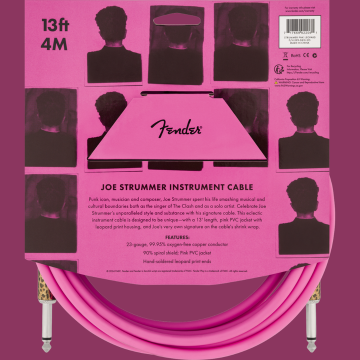 Fender  Joe Strummer 13' Instrument Cable - Pink Leopard