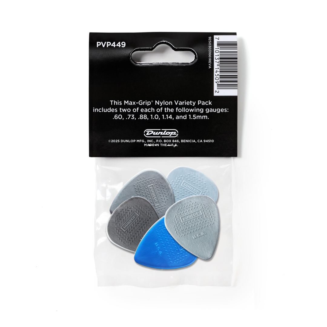 Dunlop PVP449 Max-Grip Nylon Standard Pick Variety Pack – 12 Pack
