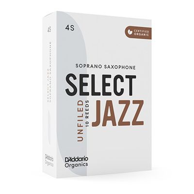 D'Addario Woodwinds ORRS10SSX4S Select Jazz, Soprano Saxophone - Unfiled, 4S, Box Of 10