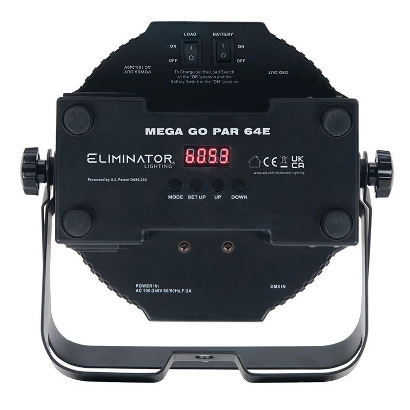 Eliminator MEGA-GO-PAR-64E Battery-Powered Wash Fixture With 72 x 10mm RGB + 3W UV LE
