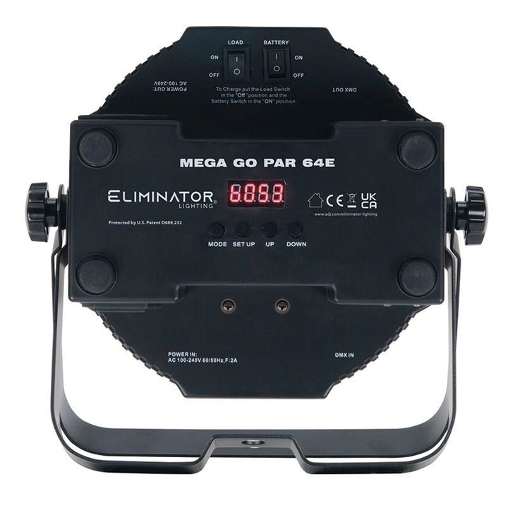Eliminator MEGA-GO-PAR-64E Battery-Powered Wash Fixture With 72 x 10mm RGB + 3W UV LE