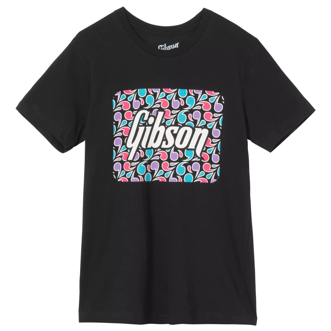 Gibson Floral Block Logo Black Tee - SM