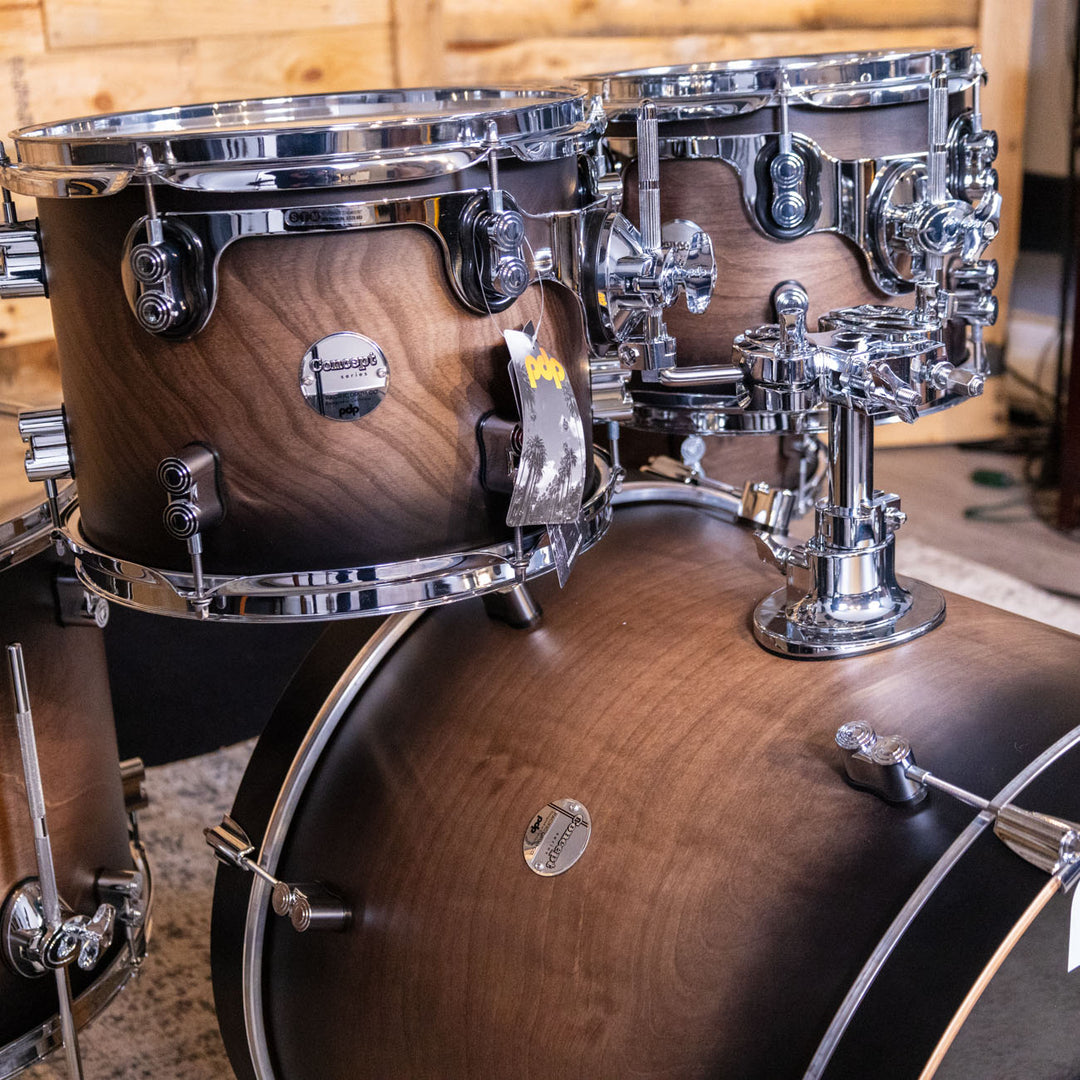 PDP Concept Maple Lacquer CM5 5-Piece Kit Shell Pack w/ Chrome Hardware (18x22 w/ BDM, 8x10, 9x12, 14x16FT, 5.5x14 Snare) - Satin Charcoal Burst