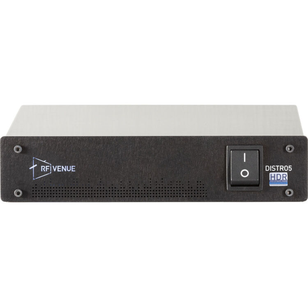 RF Venue DFIN-IPXD5 Diversity Fin IPX Antenna & DISTRO5 HDR 5-Channel UHF Distribution System Bundle (Black, 470 to 928 MHz)