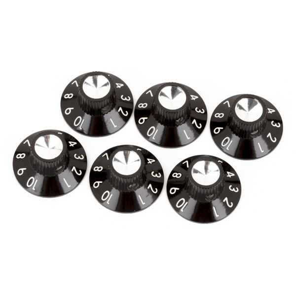 Fender Pure Vintage Black-Silver Skirted Amplifier Knobs - Black